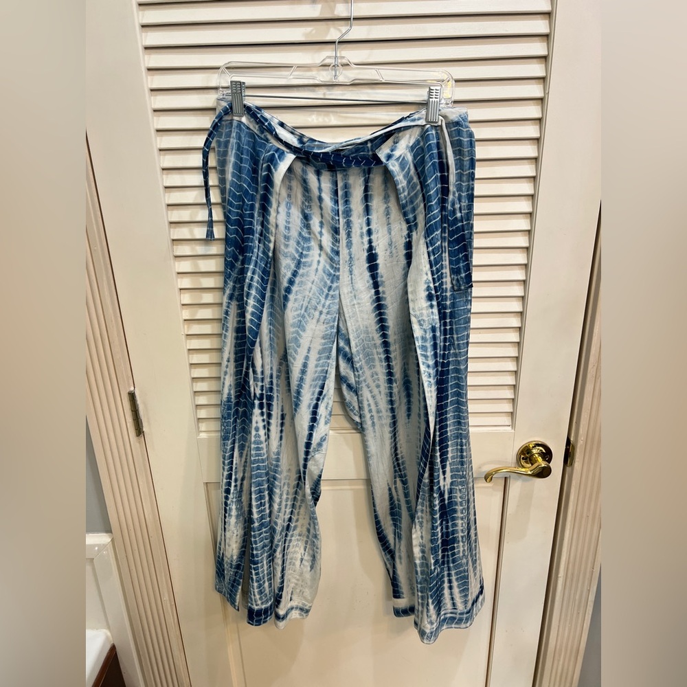 Lafayette 148 tie dye cotton split leg pants, size 10